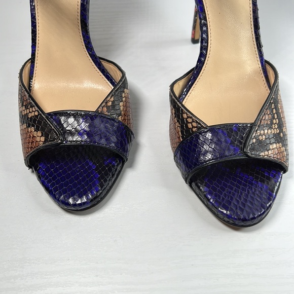 Vince Camuto Ankle Strap Multi-Color Retro Python Snakeskin Heels 7.5 Sessen - Picture 5 of 16
